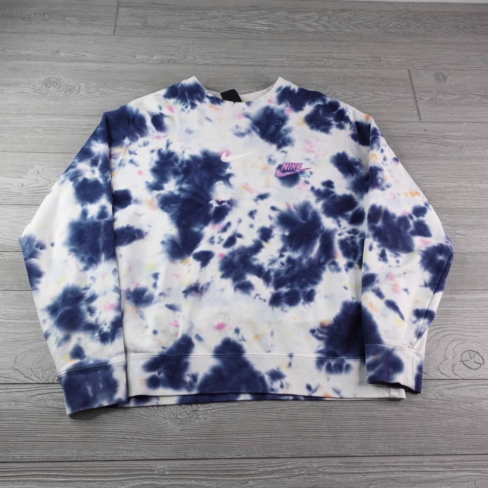Nike Sportswear Club Tie-Dye French Terry Top Sweatshirt Men's Large Crewneck